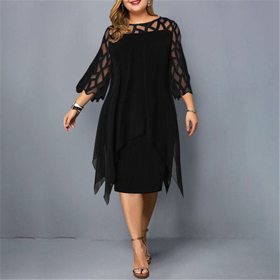 Lacelora™ – Damen Midi-Kleid mit Eleganter Spitze