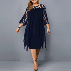 Martina | Damen Elegantes Tailliertes Kleid in Blau