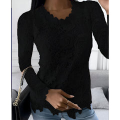 Anelie | Elegante Spitzen-Bluse mit langen Ärmeln in Schwarz