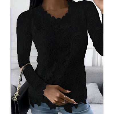 Anelie | Elegante Spitzen-Bluse mit langen Ärmeln