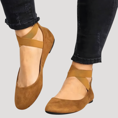Saskia | Damen Riemchen Ballerinas in Braun