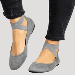Saskia | Damen Riemchen Ballerinas in Grau