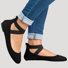 Saskia | Damen Riemchen Ballerinas in Schwarz