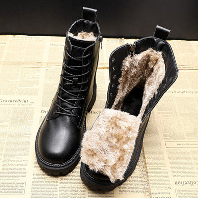 Damen Schwarz Hochgeschnitten Schnürstiefel | Rutschfest