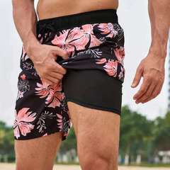 Schnell trocknende Badeshorts für Herren | Leichte in Schwarz-orange