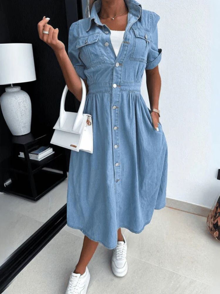 Schönes Denim-Kleid für Damen | Midi