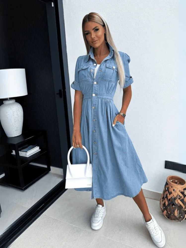 Schönes Denim-Kleid für Damen | Midi