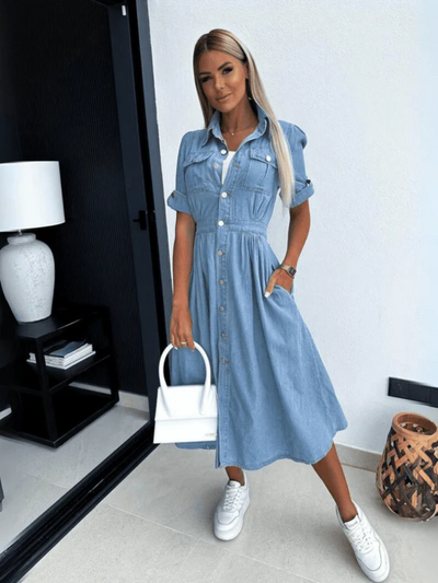 Schönes Denim-Kleid für Damen | Midi