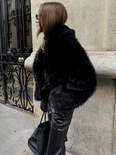Schwarze Luxus-Softjacke für Damen | Winter