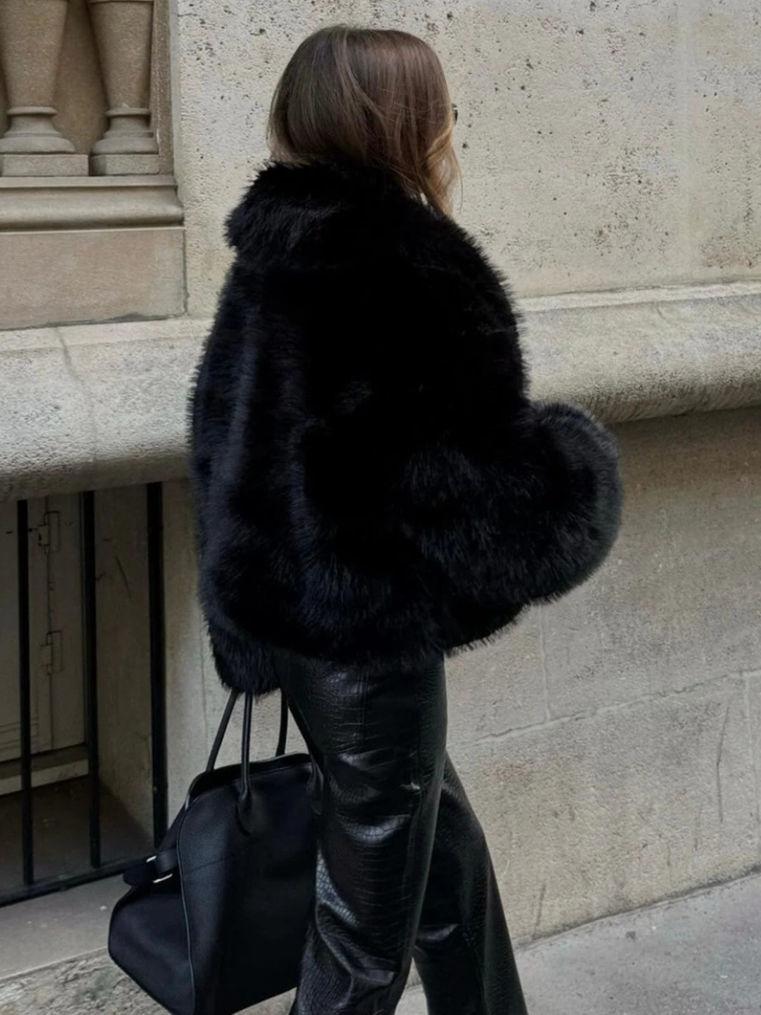Schwarze Luxus-Softjacke für Damen | Winter