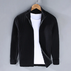 Ruben™ | Lässige Zip-Up Strickjacke in Schwarz