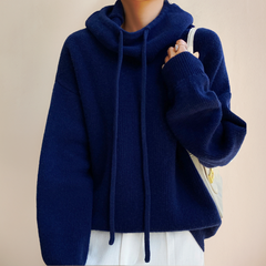 Ophelia® | Oversize Kapuzenpullover Strick in Blau