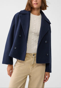 Livia - Taillierter Kurzmantel in Marineblau