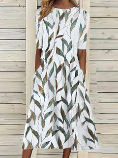 Sela | Florales Küsten-Midikleid in Grün