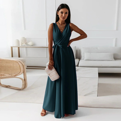 Selma | Elegantes Wickel Maxikleid in Dunkelgrün