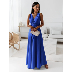 Selma | Elegantes Wickel Maxikleid in Blau