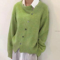 Fenjy - Bequemer Cardigan mit Knopfdetails in Grün