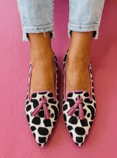Seraphima | Damen Spitzer Loafer mit Quasten in Rosa