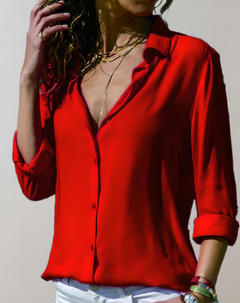 Marzia | Damen Lässig Hemd | Langarm in Rot