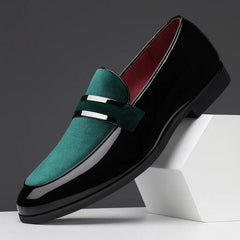 Simon | Herren Klassische Penny Loafer in Grün Schwarz