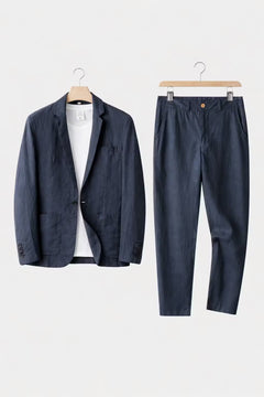 Simon | Herren Relaxtes Leinen Blazer Set in Blau