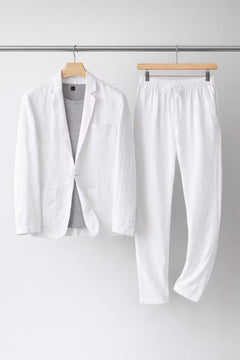 Simon | Herren Relaxtes Leinen Blazer Set in Weiß