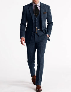 Franky | 3-teiliges Herren-Set – Business-Blazer, Weste & Hose in Marineblau