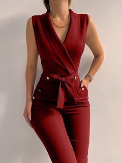 Thais - Eleganter Langer Jumpsuit für stilbewusste Damen in Weinrot