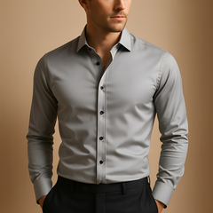Aldous - Herrenhemd mit Stretch und schmalem Design in Grau