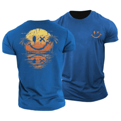 Sommer Smiley Meer T-Shirt in Blau