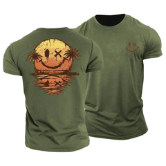 Sommer Smiley Meer T-Shirt in Grün