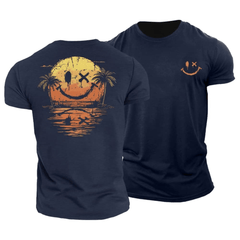 Sommer Smiley Meer T-Shirt in Marineblau
