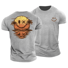 Sommer Smiley Meer T-Shirt in Grau