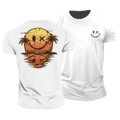 Sommer Smiley Meer T-Shirt in Weiß