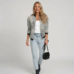 Barbara | Damen Lässiger Bomber Übergangsjacke in Grau