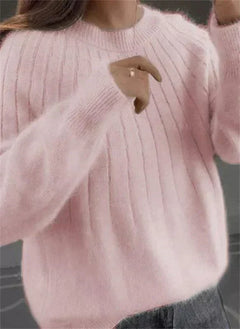 Sandra | Damen Klassiker Kaschmirpullover in Hellrosa