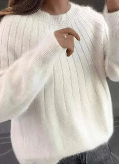 Sandra | Damen Klassiker Kaschmirpullover in Weiß