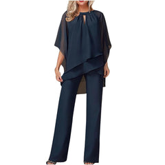 Sophia | Festlicher Chiffon-Hosenanzug in Marineblau
