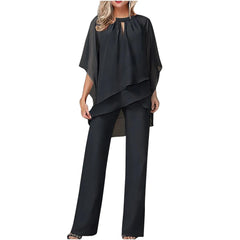 Sophia | Festlicher Chiffon-Hosenanzug in Schwarz