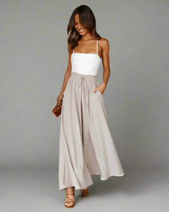 Weit Geschnittene Sommerhose für Damen in Beige
