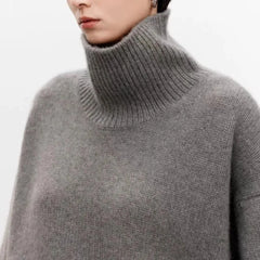 Sophie | Damen Oversized Strick Rollkragenpullover in Grau