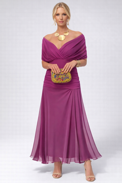 Sophie | Leichtes Elegantes Blumen Midikleid in Fuchsia