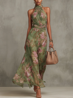 Sophie | Verspieltes Florales Sommerkleid in Grüner Blumenprint