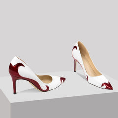 Soraya | Elegante Spitze Pumps mit Stilettoabsatz in Burgunder
