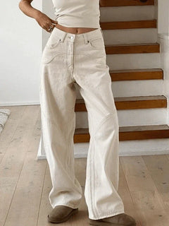 Lea-Marie - Baggy Jeans - Spleiß-Details in Weiß