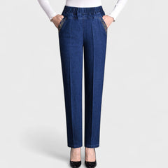 Maira™ | Damenjeans mit Seitentaschen und Elastischer Taille in Dunkelblau (begrenzter Vorrat)