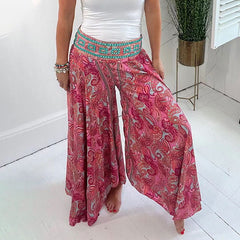 Tabea -  Ethnische Paisley Print Maxi-Hose - Bohemian in Rot