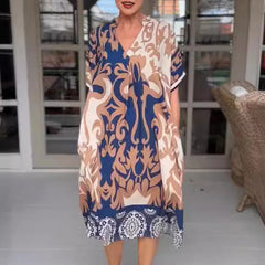 Alessia | Luftiges Midikleid mit V-Ausschnitt in Blau