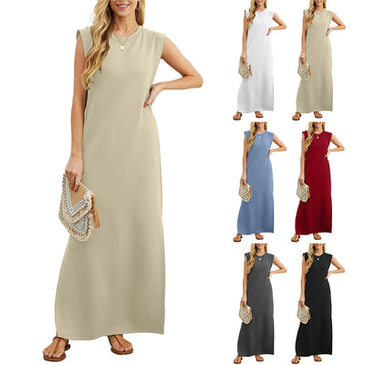 Birgit® | Ärmelloses Maxikleid mit O-Ausschnitt