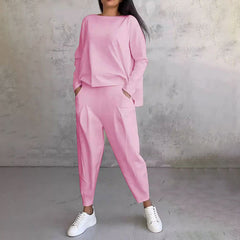 CELIA - SET AUS SWEATSHIRT UND GERADER JOGGINGHOSE in Rosa